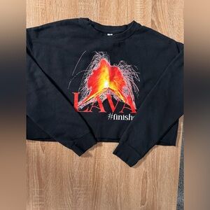 Lava Black Sweatshirt with Red and Yellow Graphic